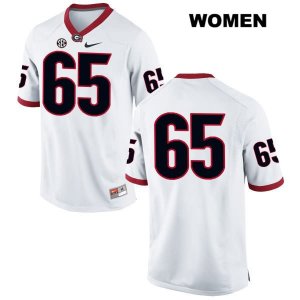 Women's Georgia Bulldogs NCAA #65 Kendall Baker Nike Stitched White Authentic No Name College Football Jersey ODO1354AL